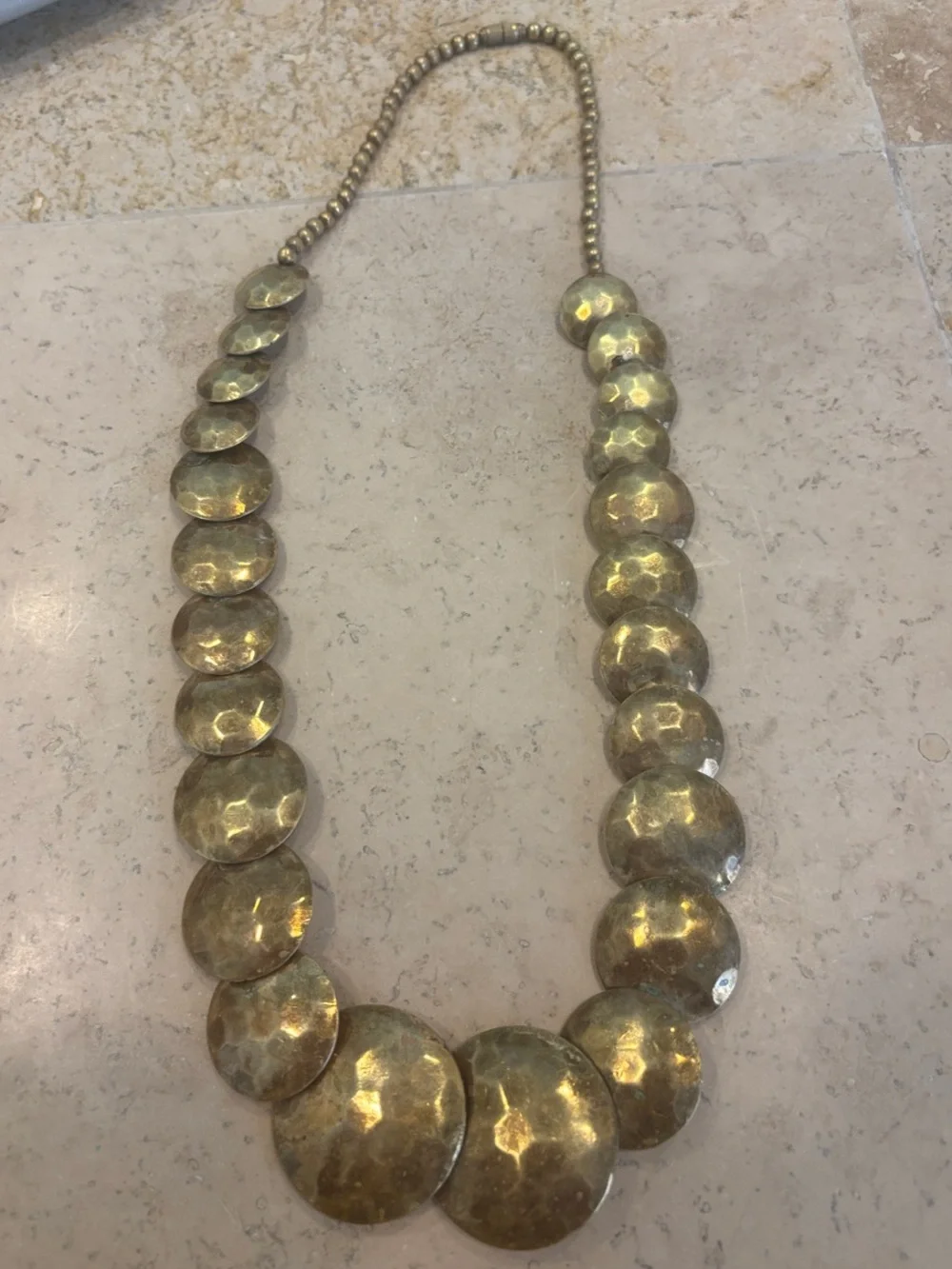 Hammered Brass Statement Necklace - vintage